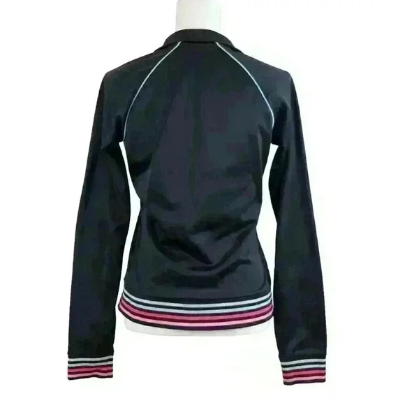 VINTAGE Y2K Hurley Black Zip Up Jacket w/Rainbow Waistband and Cuffs Size Medium - Picture 6 of 10